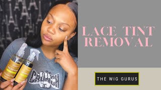 HOW TO REMOVE LACE TINT  THE WIG GURUS  HOW TO CLEAN A LACE [upl. by Phenica920]