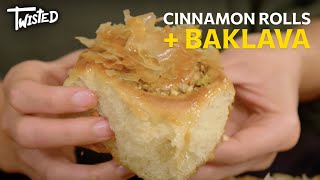 How to make Baklava Cinnamon Rolls  Twisted [upl. by Nitsreik]