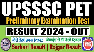 UPSSSC PET Result 2024 for Preliminary Examination Test PET 2023 [upl. by Reidid]