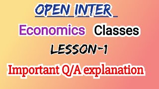 open inter Economics 1lessonexplanationimportant questionsaposs [upl. by Josy]