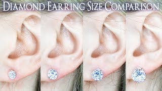 Earring Diamond Size Comparison 1 Carat on the Ear vs 25 to 4 Ct 33 4 5 66 75 8 9 12 [upl. by Clayborn407]