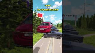 Cars VS 20 Cybertrucks 🚗  BeamNGdrive shorts [upl. by Nodrog]