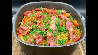 Æggekage med champignon skinke bacon tomater og purløg [upl. by Nohs]