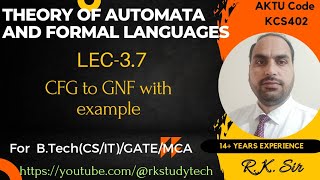 lec 37 TOC  CFG to GNF with example [upl. by Atteuqahc]