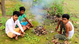 Survival Style PORA AMRA Makha Recipe in Jangal by Village Boys  Tasty Burned Ambarella Recipe [upl. by Scopp]