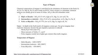 Igneous Petrology Magma and types [upl. by Christabel]