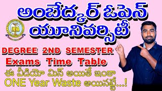 Ambedkar Open University UG 2nd Semister Exam time tableDegree 2nd sem exams time tableBRAOU [upl. by Laband]