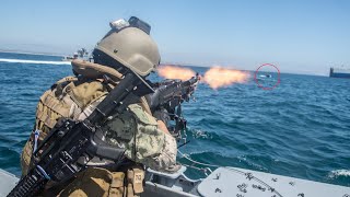 Terrifying Moment US Navy and Marines Destroys Rebel Boat in Red Sea [upl. by Brenda]