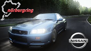 Nissan Skyline GTR R34 VSpec 1999  Nürburgring  Touristenfahrten  Pedal Cam  AC [upl. by Ynoffit]