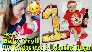 Happy 1st Month Birthday Baby Bilog  DIY Photoshoot Unboxing Baby Duyan Villarosa Fam Channel [upl. by Bilski]