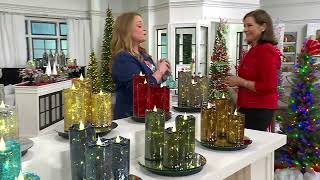 Set of 3 Illuminated Crackle Glass Candles by Valerie on QVC [upl. by Ailero]