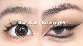 Doe eyes vs Siren eyes makeup tutorial  How to do doe eyes amp siren eyes [upl. by Haynes]