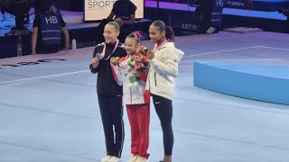 Kaylia Nemour Uneven Bars Podium Ceremony [upl. by Ydurt]