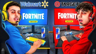 Last To Sleep Using Target vs Walmart Gaming Setup Wins Fortnite [upl. by Maxim]