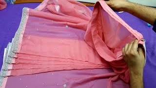 Perfect Saree Plates Complete Process and Saree Belt Stitching  Very Easy amp perfect method [upl. by Ogirdor589]