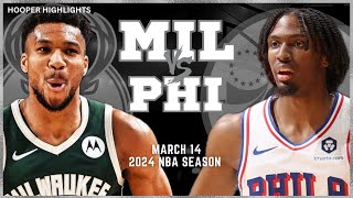 Milwaukee Bucks vs Philadelphia 76ers Full Game Highlights  Mar 14  2024 NBA Season [upl. by Pulcheria]