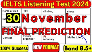 30 November 2024 IELTS LISTENING TEST WITH ANSWER KEY  IELTS  IDP amp BC [upl. by Earahs]