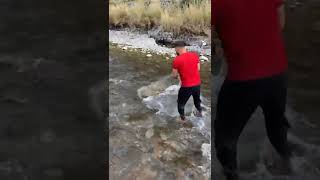 Crystal Clear Water Net Fishing snow trout Amazingshorts [upl. by Baudin]