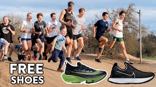 INSANE Foot Race on BMX Track Winner gets ANY Pair of Shoes [upl. by Lada]