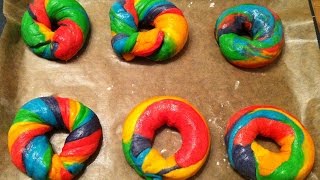 Regenbogen Bagel  Rainbow Bagel Rezept und Anleitung VEGAN [upl. by Ailemap]