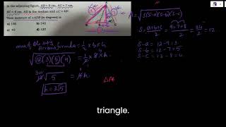In the adjoining figure AB9 cm AC  7 cm BC  8 cm AD is the median and C 40° Then measure of [upl. by Annovad]