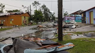 Storm in Florida tornado Tallahassee power line buildings damage [upl. by Gonick]