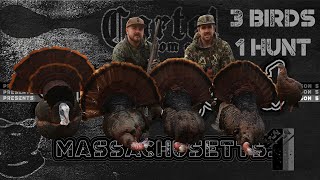 NORTHEAST MEGA FLOCK Huge roost in Massachusetts 3 GOBBLERS IN 2 SHOTS [upl. by Christoffer458]