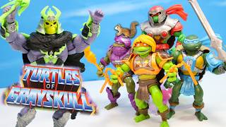 Teenage Mutant Ninja Turtles of Grayskull MOTU Crossover Action Figures Mikey Casey amp Skeletor [upl. by Ahseikram]