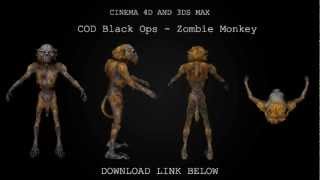 Cinema 4D 3DS Max  Black Ops Zombie Monkey 3D Model Free Download [upl. by Anilyx]