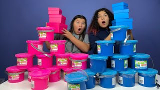 FIX THIS 100 POUND BUCKET OF STORE BOUGHT SLIME CHALLENGE PINK VS BLUE [upl. by Emelyne]