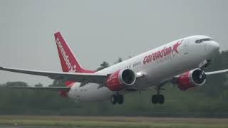 Corendon Airlines B737 MAX8 Takeoff Groningen Airport Eelde [upl. by Benjamen]