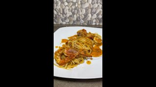 SPAGHETTI CON GAMBERONI E POMODORINI ASMR Shorts [upl. by Williams]