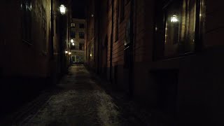 Stockholm Old Town gloomy 1793ish walk on deserted back streets and alleys [upl. by Klina]