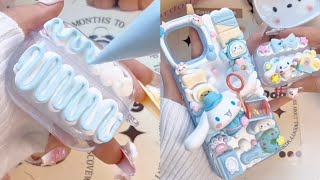 ASMR Making Cute DIY Phone Cases and AirPod Case  Decoden Sanrio Doll Phone Cases 🩵🩷✨✨ [upl. by Ainollopa]