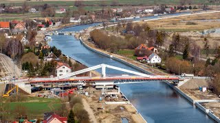 Ponad 100metrowy nowy most obrotowy w Nowakowie nad rzeką Elbląg [upl. by Streeto63]