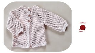 Babyjacke häkeln Schritt für Schritt andere Größen siehe Infobox [upl. by Tallula]