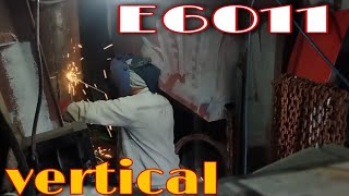 welding vertical E6011 root pass [upl. by Nosretep]