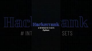 Hackerrank Introduction To Sets  Hackerrank Python solutions [upl. by Pahl]