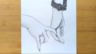 Romantic Couple Holding Hands pencil sketch  How to draw Holding Hands [upl. by Kcirederf]