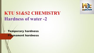 Hardness of Water 2 temporaryhardness permanenthardness totalhar KTU S1chemistry S2chemistry [upl. by Rie375]