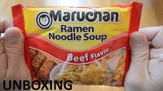 Unboxing Maruchan Beef Flavor Ramen Noodle Soup Packet [upl. by Orpah]