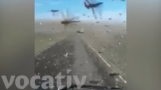 Truck Drives Through Massive Swarm of Locusts In Dagestan Russia [upl. by Cobb]