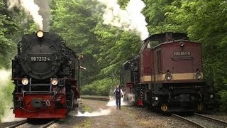 Dampflok 99 7234 Lokschaden in Steinerne Renne  Harzkamel schleppt ab [upl. by Ahsekam]