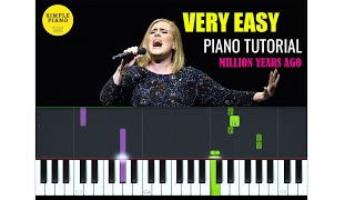 Million Years Ago  VERY EASY Piano Tutorial  SLOW TEMPO [upl. by Anerat]