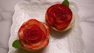 StrawberryRose Custard Tart The Most Delicious Dessert Ive Ever Made [upl. by Mariken]