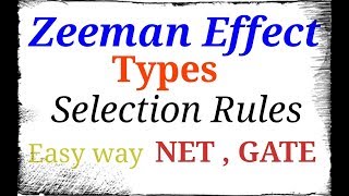 Zeeman Effect  Types  Selection Rule  GATE  JEST  NET Physics [upl. by Babita]