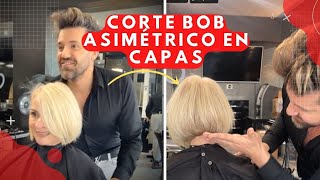 Paso a Paso para crear un Corte Bob Asimétrico en capas  BY GABRIEL SAMRA [upl. by Ocsecnarf]