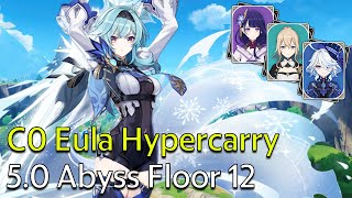 Eula Hypercarry  Genshin Impact 50 Spiral Abyss Full Clear [upl. by Eyahs75]