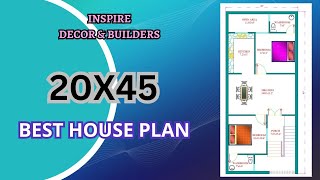 20X45 Building Plan II 900 Sq Ft House Plan II North Facing Home Map II 20X45 Makaan Ka Naksha [upl. by Ede239]