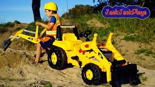 Backhoe Ride On Tractor Surprise Toy Unboxing  JackJackPlays [upl. by Nnaitsirhc]